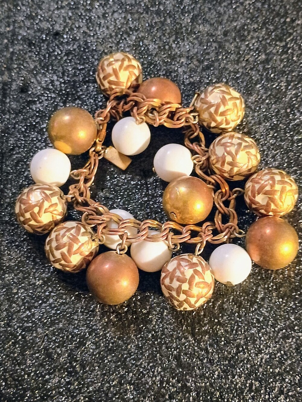 Kate Spade Women’s Gold and White Beaded Charm Bracelet - Picture 1 of 2